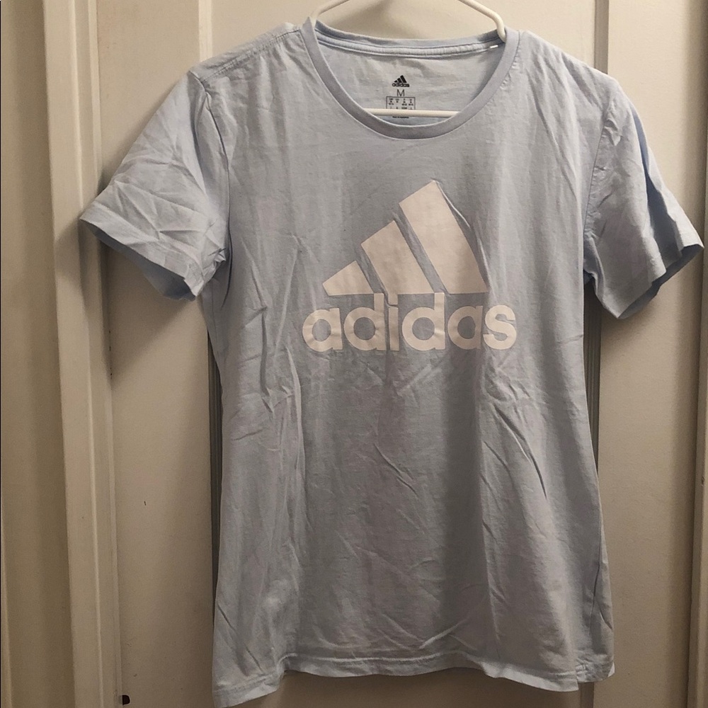adidas Light Blue Tee with White Logo